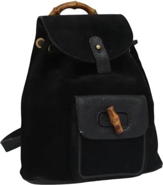 Gucci Pre-owned Suede backpacks - Dames - Vintage Rugzakken - Zwart - ONE Size - Leer - Vintage