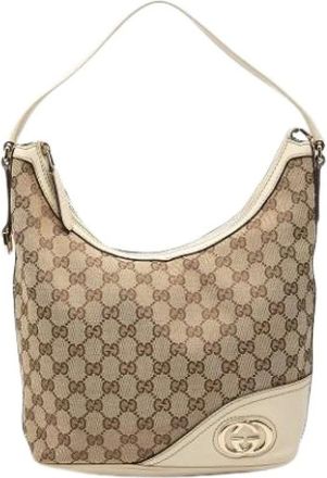 Gucci Pre-owned Shoulder Bags, female, Beige, Size: ONE SIZE Pre-owned Canvas Shoulder Bag