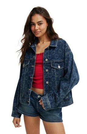 Cotton On Womens Original Denim Jacket in Atlantic Blue Heart at Nordstrom, Size Xx-Small