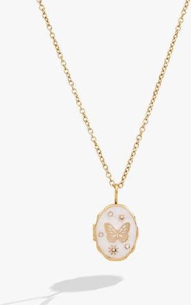 Alex and Ani Filigree Butterfly Locket Pendant Necklace in Gold at Nordstrom