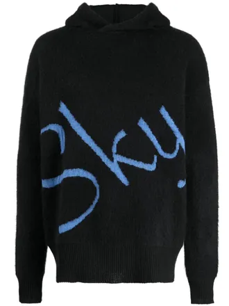 Blue Sky Inn logo-jacquard knitted hoodie - Black