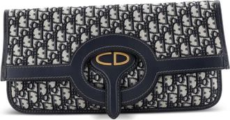 Dior Fold Over Oblique Canvas clutch bag - Blauw