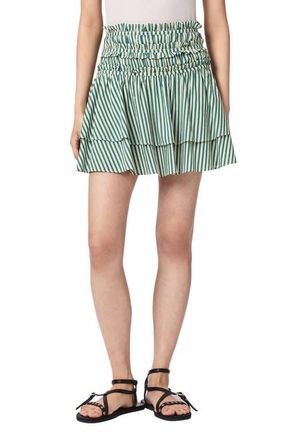 AllSaints Kali Stripe Miniskirt in Apple Green/White at Nordstrom, Size 10 Us