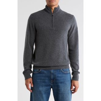 Nordstrom Cashmere Quarter Zip Sweater in Grey Embers Heather at Nordstrom Rack, Size Xx-Large