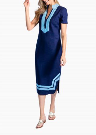 Sail to Sable Short Sleeve Classic Maxi Tunic Dress In Navy