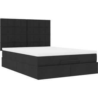 vidaXL Estructura Cama Otomana Colch&oacute;n Tela Negra 140x190 Cm Vidaxl