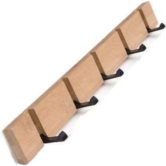 OEM Appendiabiti Da Parete In Legno Con Ganci Pieghevoli Per Appendere Sciarpe, Borse, Ombrelli, Asciugamani E Vestiti (5 Ganci, Legno, 50 Cm)