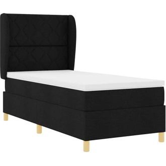 vidaXL Vidaxl - Cama Con Somier Y Colch&oacute;n Gris Oscuro 90x190 Cm De Tela Negro
