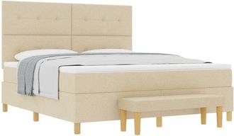 vidaXL Box Spring Bed with Mattress Cream 180 x 200 cm Fabric vidaXL