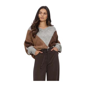 Second Female Forca Knit V-Neck - Dames - Truien - Veelkleurig - Maat: S Leer