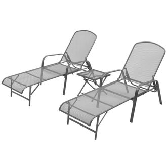 Berkfield Home Sun Loungers 2 pcs with Table Steel Anthracite in Black