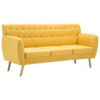 vidaXL Vidaxl - Sof&aacute; De 3 Plazas Tapizado De Tela Amarillo 172x70x82 Cm