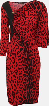 Roberto Cavalli Red/black Jersey Midi Dress