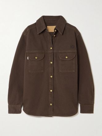 Blazé Milano Camicia In Denim Con Logo Ricamato Berber - Marrone