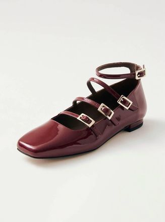 Alohas Womens Luke Onyx Leather Ballet Flats In Wine Burgundy