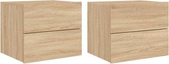 vidaXL Vidaxl - Wall-mounted Bedside Cabinets with led Lights 2 pcs Sonoma Oak