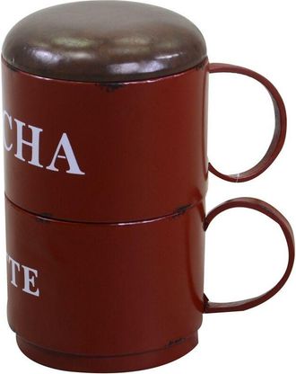 Vacchetti Vacchetti - Puf Redondo De Metal Rojo Con Tazas 44 X 30 X H50 Cm