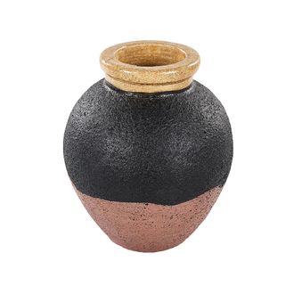 Beliani Jarr&oacute;n De Terracota Negro Rosa Dorado 31 Cm Hecho Pintado A Mano Vintage Daulis