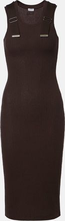 Loewe Ribbed-knit cotton-blend midi dress