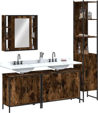 vidaXL Set De Muebles De Ba&ntilde;o 4 Piezas Madera Contrachapada Roble Humo Vidaxl