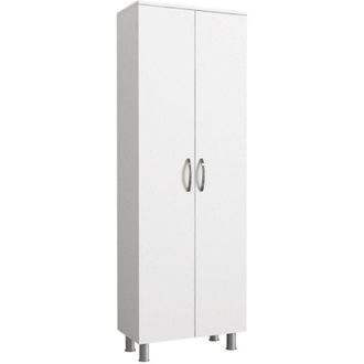 Dmora Armadio Multiuso 2 Ante Vincent, 5 Ripiani, Apertura Battente, 2 Ante, 59x162h cm Bianco