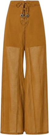 Pinko Wide Trousers - female - PINKO - Wide Trousers - Brown - L - Trousers