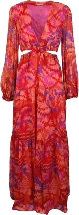 Dondup Kleedjes, Dames, Rood, M, Chiffon, Maxi-jurk