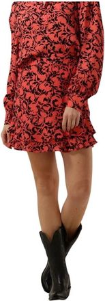 ALIX The Label Gerimpelde Rok in Twee Kleuren - Dames - Korte rokken - Rood - XS - Rokken