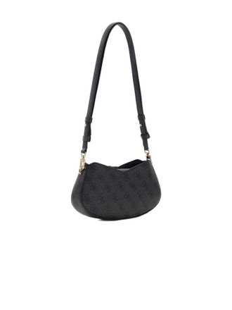 Guess Logo-Embossed Polyurethane Shoulder Bag - Black