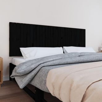 vidaXL Cabecero De Cama De Pared Madera Maciza Pino Negro 185x3x60 Cm Vidaxl