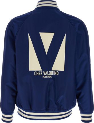 Valentino Garavani Mens Blue Polyamide Bomber Clothing