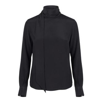 ottod'Ame Blouse met ceintuur - Dames - Blouses & Shirts - Zwart - Maat: XS Zijde