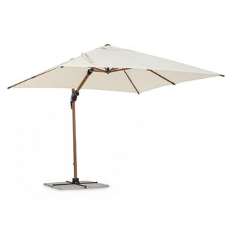 Konte Design Sombrilla de brazo de aluminio efecto madera y lona beige 3x3