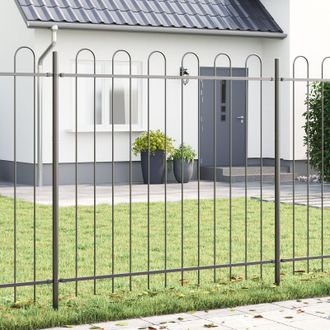 Berkfield Home Garden Fence with Hoop Top Gray 3.4x1.5 m Steel in Grey