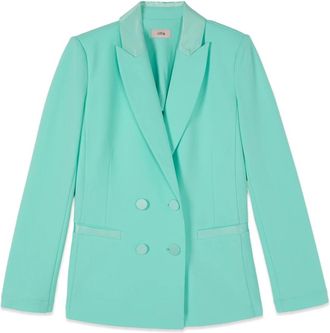Oltre Dubbele rij knopen blazer met bedekte knopen - Dames - Blazers - Groen - XS - Polyester - Jassen
