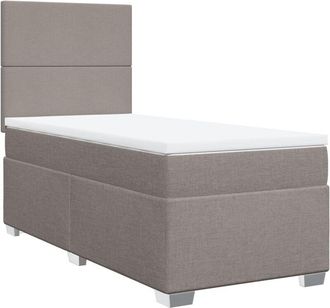 vidaXL Vidaxl - Cama Box Spring Con Colch&oacute;n Tela Gris Taupe 100x200 Cm