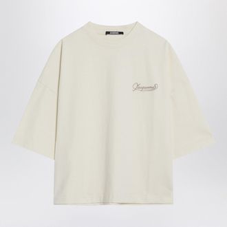 Jacquemus Light Beige Boxy T Shirt With Logo
