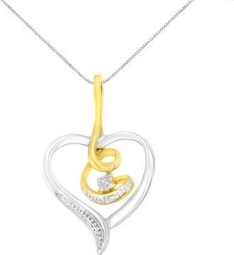 House of Brilliance 10K Gold Diamond-Accented Diamond Swirl Open Heart 18 Pendant Necklace in Yellow at Nordstrom