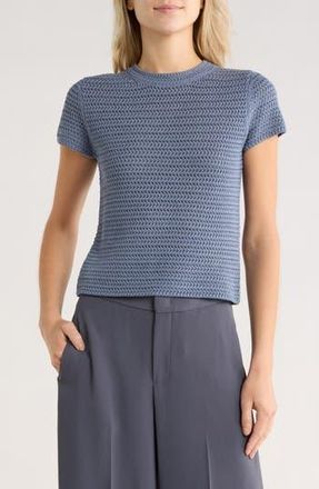 Vince Cotton Crochet Crewneck T-Shirt in Lake at Nordstrom Rack, Size X-Small
