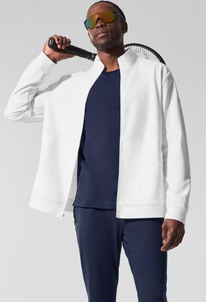 Alo | Conquer Max Mock Neck Full Zip Jacket in White, Size: Medium