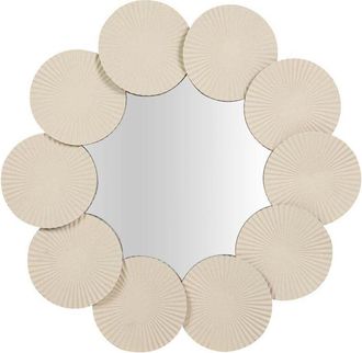 Adda Home Espejo Metal Redondo Beige 61x4x61 Cm