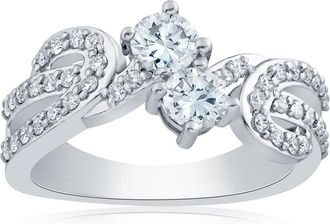 Pompeii3 1 ct Diamond Forever Us 2-Stone Engagement Anniversary Solitaire Ring White Gold