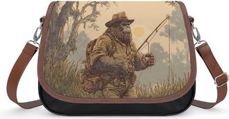Generic Vintage Bigfoot Fishing Fashion Womens Crossbody Bags Novelty Handbag Shoulder Bag Purse