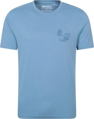 Mountain Warehouse Camping Sketch Mens T-Shirt - Breathable & Lightweight Mens Top Print - Best for Spring Summer Outdoors, Camping, Everyday wear Blue 4XL