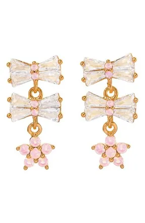 Girls Crew Little Blushing Bows Drop Earrings in Gold/pink at Nordstrom