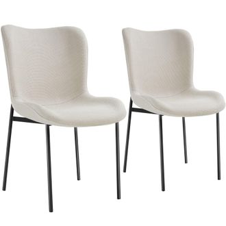 TecTake Dining Chair Tessa Set Of 2 - Woven Fabric Off-White/Black in Off-White | Size: 2 Pack