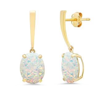 MAX + STONE 14k Yellow Gold Solitaire Oval-Cut Gemstone Drop Earrings (10x8mm)