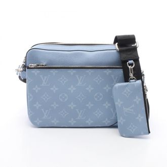 Louis Vuitton Blue Coated Canvas Leather Handbag Shoulder Bag (Pre-Owned)