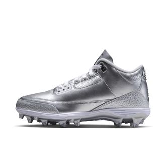 Nike Jordan Mens Jordan 3 Mid TD Football Cleats in Grey | FZ8626-002