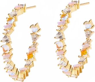 Native Gem Womens Gemstone Hoop Earrings In Gold Multi